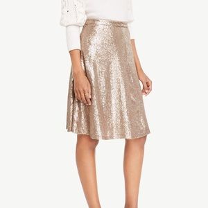 Ann Taylor Champagne Gold Sequin Skirt